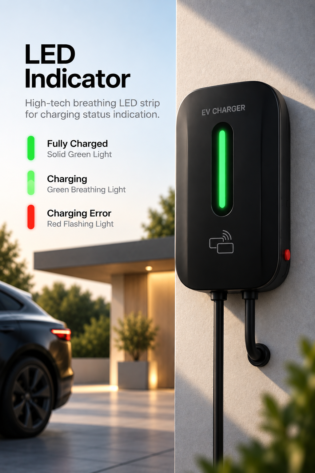 Kela 7kW Smart EV Charger - 10M Charging Cable - Type 2 - Black