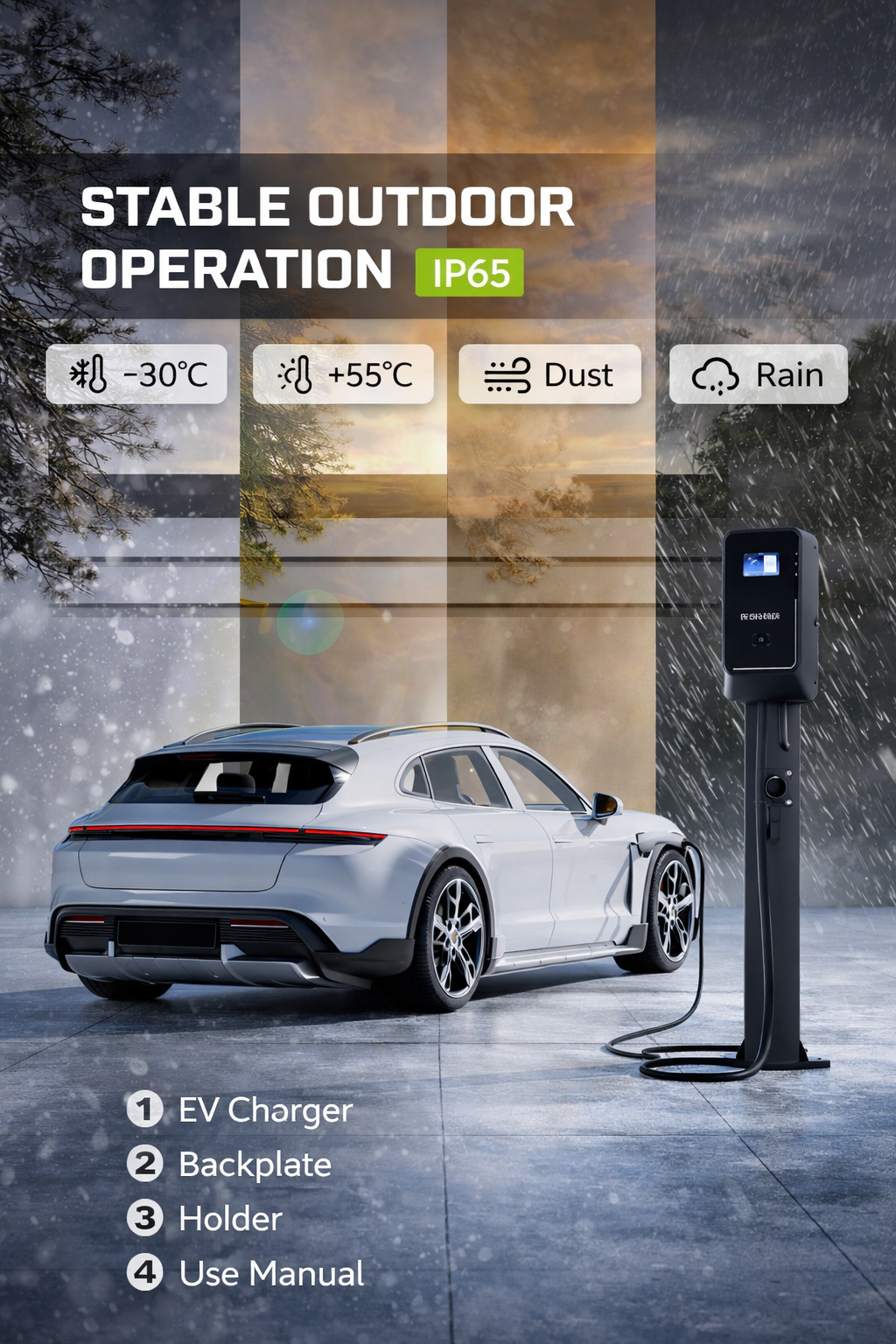 Kela 7kW EV Charger 32A Smart EV Charging Station with 10M Charging Cable Type 2 With LCD Screen