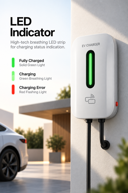 Kela 7kW Smart EV Charger - 10M Charging Cable - Type 2 - White