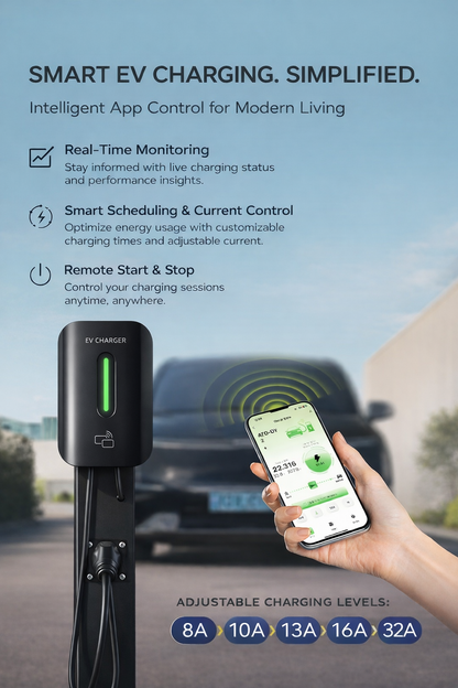 Kela 7kW EV Charger 32A Smart EV Charging Station with 10M Charging Cable Type 2 With LCD Screen