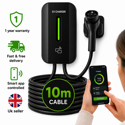 Kela 7kW EV Charger 32A Smart EV Charging Station with 10M Charging Cable Type 2 Black