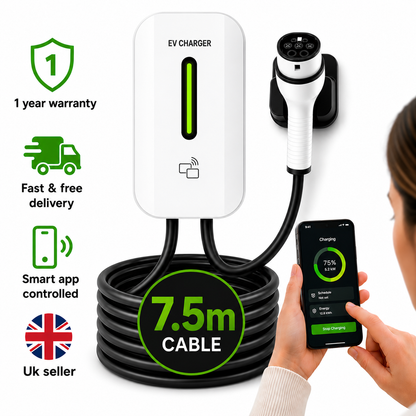 Kela 7kW EV Charger 32A Smart EV Charging Station with 7.5M Charging Cable Type 2 White