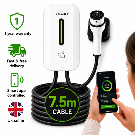 Kela 7kW EV Charger 32A Smart EV Charging Station with 7.5M Charging Cable Type 2 White