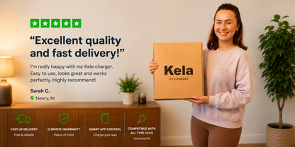 Kela 7kW Smart EV Charger - 7.5M Charging Cable - Type 2 - Digital Screen