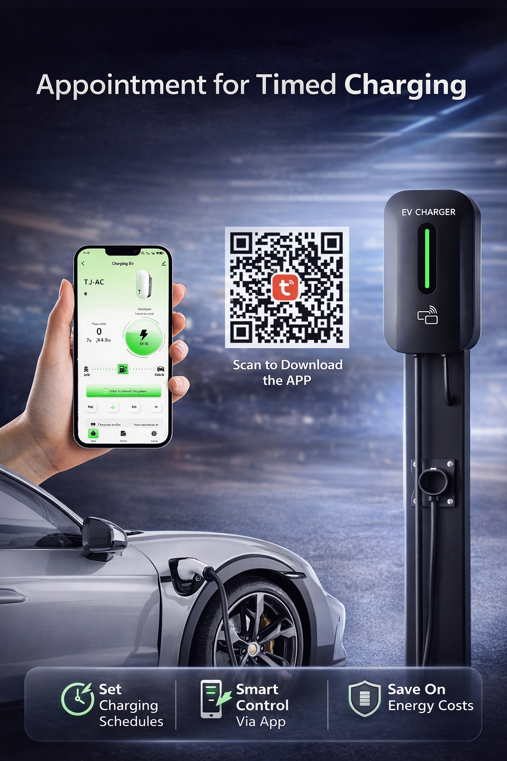Kela 7kW EV Charger 32A Smart EV Charging Station with 7.5M Charging Cable Type 2 Black