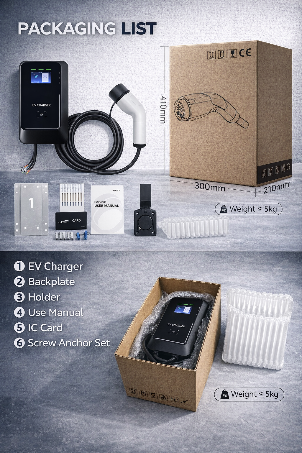 Kela 7kW EV Charger 32A Smart EV Charging Station with 7.5M Charging Cable Type 2 With LCD Screen