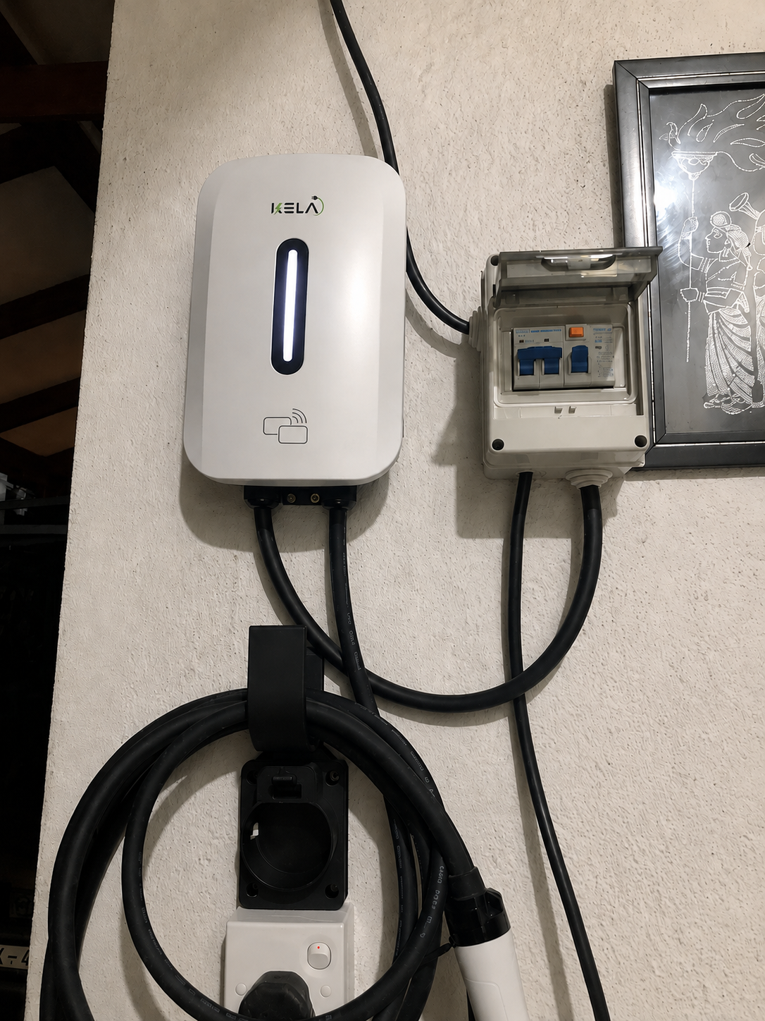 Kela 7kW Smart EV Charger - 10M Charging Cable - Type 2 - White