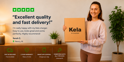 Kela 7kW Smart EV Charger - 10M Charging Cable - Type 2 - White